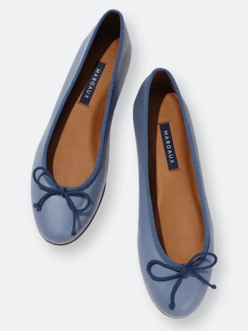 Margaux Blue Leather Ballet Flats